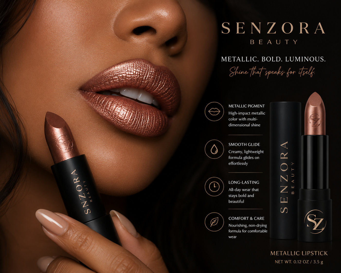 SenZora Beauty Metallic Lipstick